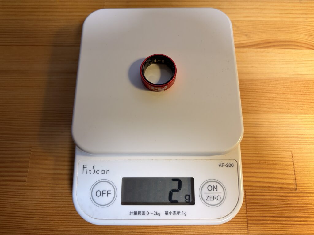Smart Recovery Ring NISHIKIGOIの重量(実測2g)